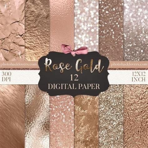 Rose Gold Digital Paper Rose Gold Foil Backgrounds Metallic Etsy In