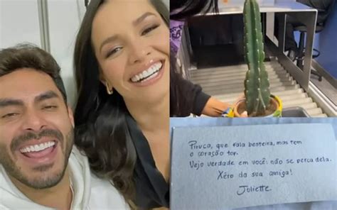 Juliette Presenteia Rodolffo Cacto E Bilhete Citando Apelido Dado