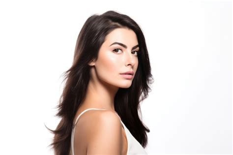 Premium AI Image Studio Portrait Of A Beautiful Brunette Model Isolated On White Created With