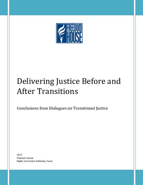 Pdf Delivering Justice Before And After Transitions Conclusions From