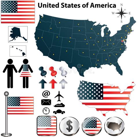 Usa Flat Icons Design Travel Concept Vector Stock Vector