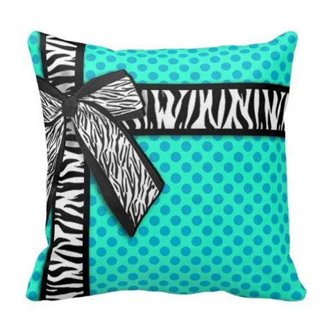 Pink Turquoise Teal Blue Custom Throw Pillow Decorative Throw Pillows Zebra Room Zebra