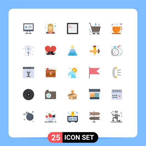 grupo de 25 signos y símbolos de colores planos para el código de café