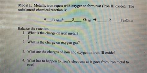 Solved Model I Metallic Iron Reacts With Oxygen To Form Chegg