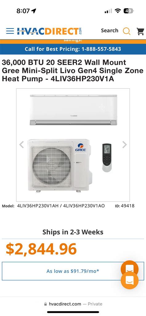 Gree Btu Inverter Seer Heat Pump V Mini Split For Sale In