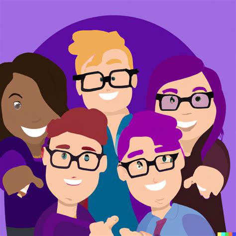 Jaclyn × Dall·e 2 5 Smiling Diverse Cartoon People In Frame Wearing