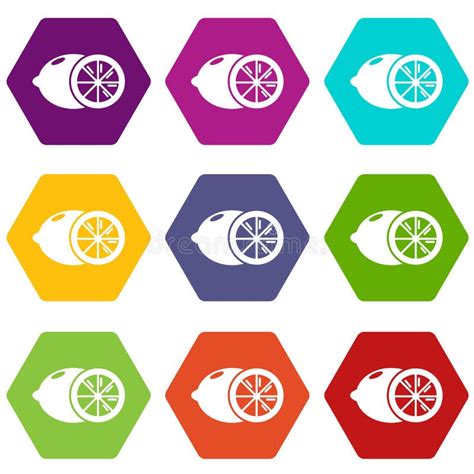 Lemon icons set 9 vector stock vector. Illustration of closeup - 123001003