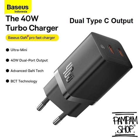 Jual Baseus Charger Gan5 Pro 40W Dual Type C Output PD Adaptor Super