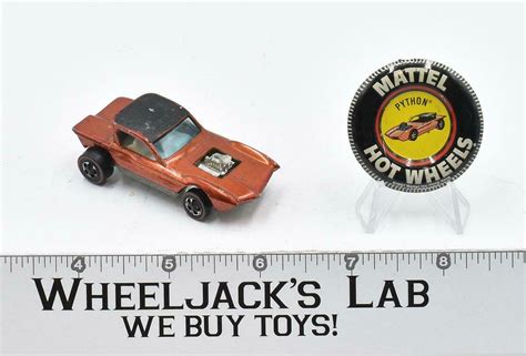 Python Orange With Button 1968 Redline Hot Wheels Mattel Vintage RL Wheeljack S Lab