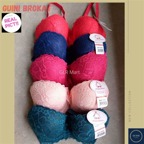 Jual Bra Brokat Guini Kawat Busa Tebal Renda Kait Tiga Bh Brukat Push