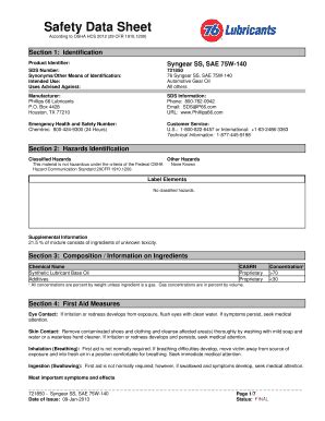 Fillable Online Safety Data Sheet Technology Lubricants Corporation