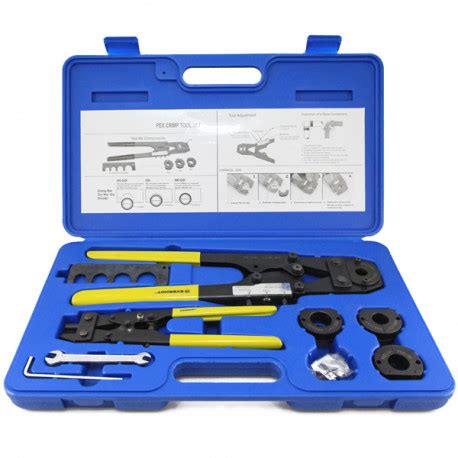 PEX Crimp Tool Kit with Decrimper for 3/8", 1/2", 5/8" and 3/4" sizes ...