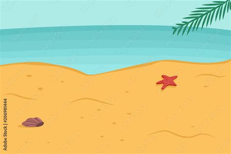 Summer Background With Beach Sea Palm Leaf Starfish And Seashell In