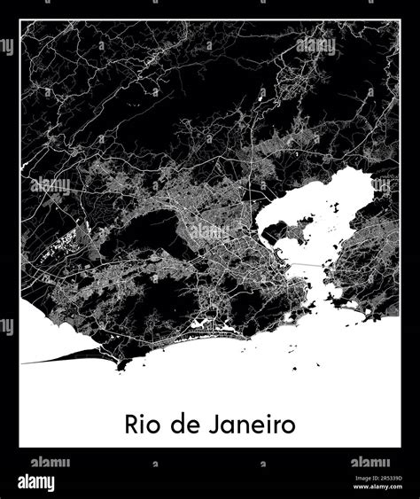 Minimal City Map Of Rio De Janeiro Brazil South America Stock Vector