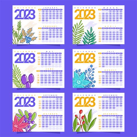 Floral Themed 2023 Calendar Template 16321584 Vector Art at Vecteezy