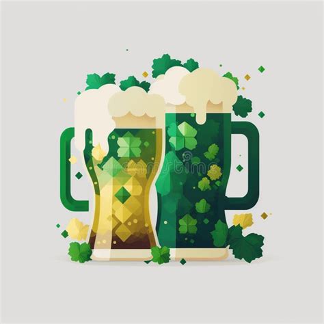 Happy St Patrick S Day Illustration Shamrock Leaves Beer Mug And Hat