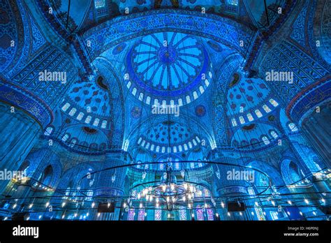 Inside The Blue Mosque Sultanahmet Camii Istanbul Turkey Stock