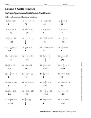 Lesson Skills Practice Solve Equations With Rational Coefficients