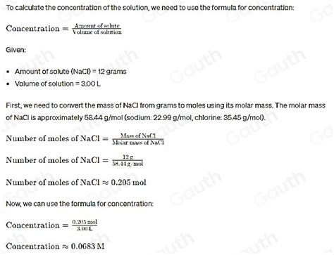 Solved 20 Calculate The Concentration Of The Following Solution 12