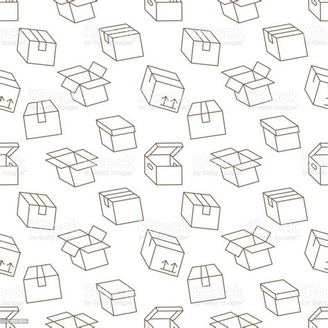 Delivery Box Background Cargo Package Seamless Pattern Various Open And