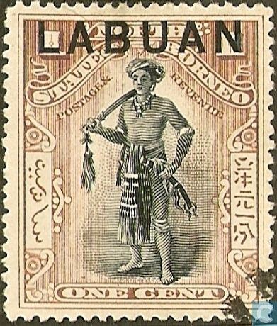 Dyak Chief Labuan Lastdodo Postage Stamp Art Stamp