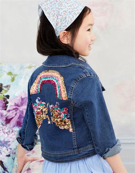 Sequin Unicorn Denim Jacket Blue Girls Coats And Jackets Monsoon Uk