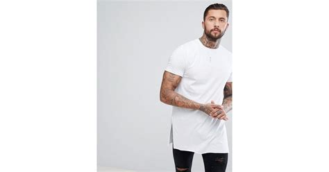 Asos Super Longline T Shirt With Extra Long Side Splits And Raw Edges