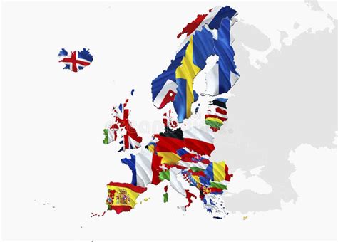 Vlagkaart Van Europa D Het Teruggeven Europa Kaart En Vlag Het