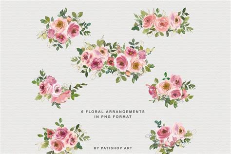 Watercolor Floral Clipart Set