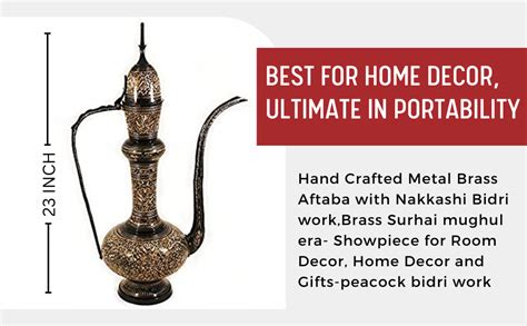 Buy Hand Crafted Metal Brass Aftaba With Nakkashi Bidri Work Brass