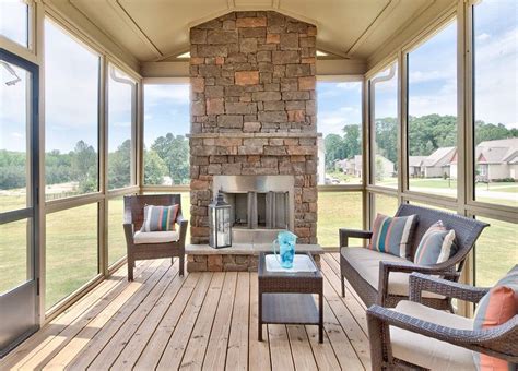 Screened Porch with Fireplace for Cozy Summer Nights