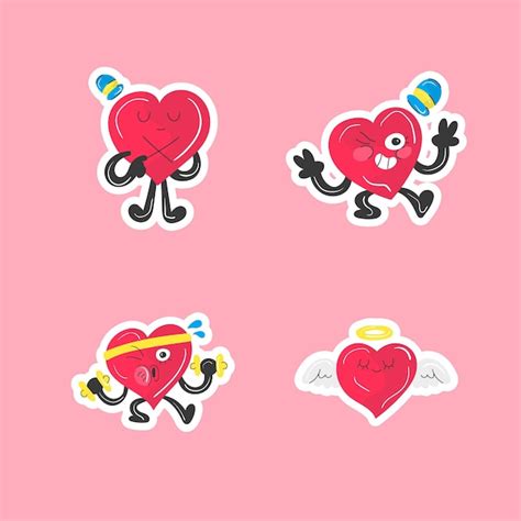 Premium Vector Hand Draw Heart Stickers Collection