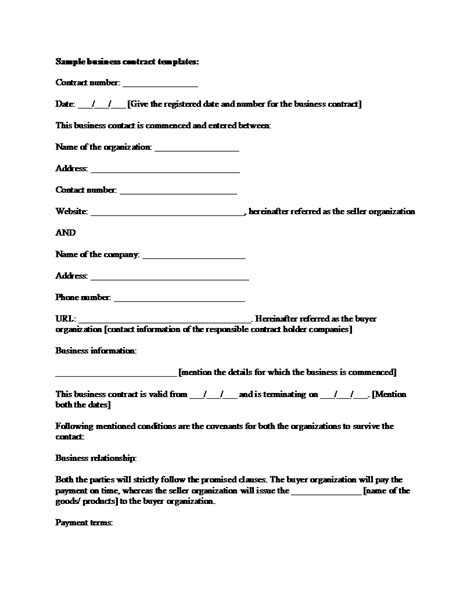 Sample Business Contract - Free Printable Documents