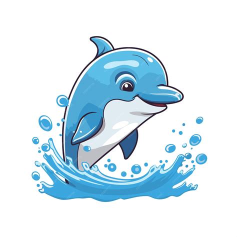 Premium Vector Cute Cartoon Dolphin Jumping Out Of The Water Vector