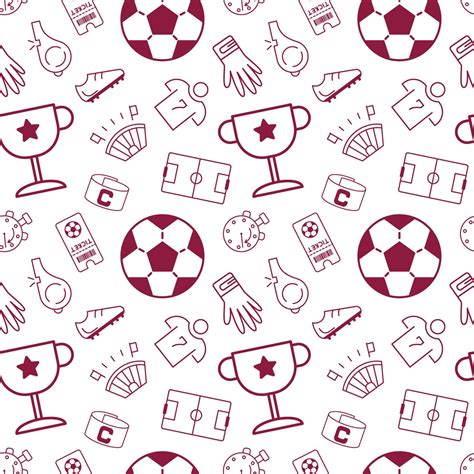 Soccer Icons Seamless Pattern Football Cup Stylish Graphic Design