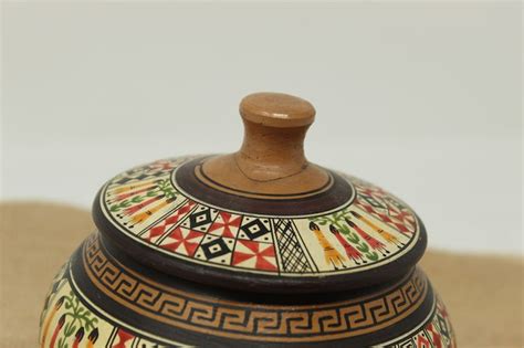 Vintage Clay Pot Handmade Peru Manotupa Hand Painted Cusco Etsy