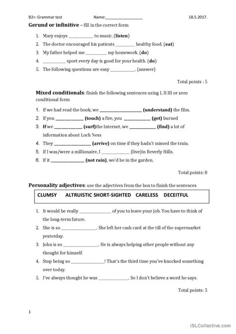 B2 grammar test general gramma…: English ESL worksheets pdf & doc