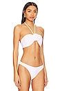 MILLY Cabana Rosette Halter Bikini Top In White REVOLVE
