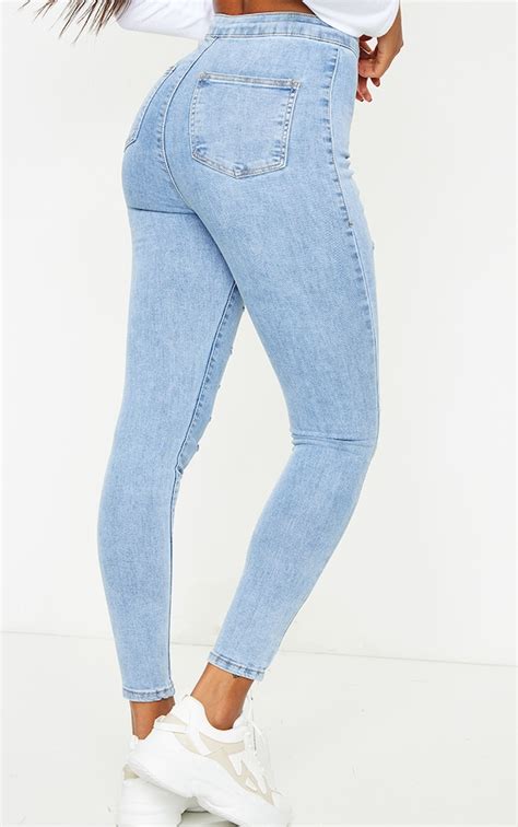 Plt Vintage Wash Rip Distressed Disco Skinny Jeans Prettylittlething Aus