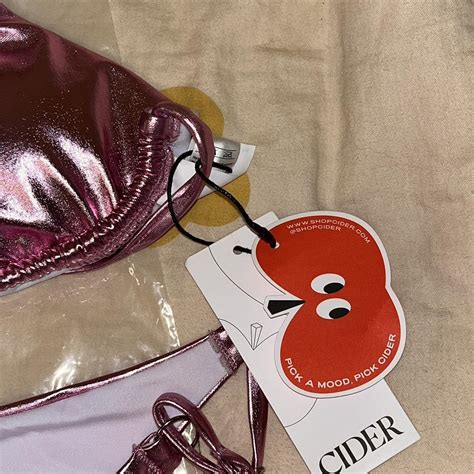 Pink Metallic Triangle Bikini Swimsuit Never Worn Depop