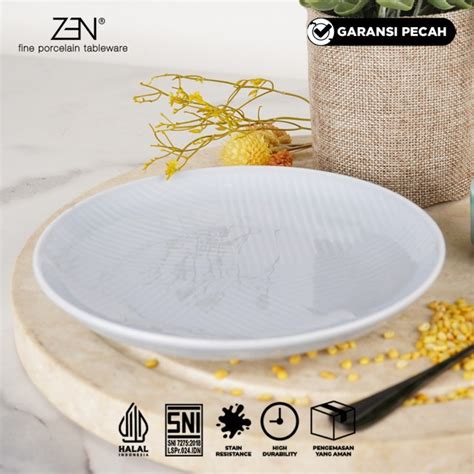 Jual ZEN Piring Saji Keramik Piring Salad Light Blue Diameter 18 Cm