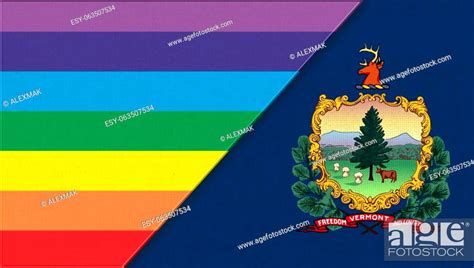 Flags Of Vermont And Lgbt Sexual Concept Flags Of Vermont And And