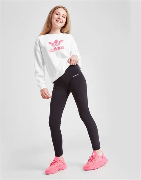 Zwart Adidas Originals Girls Small Trefoil Leggings Junior Jd Sports