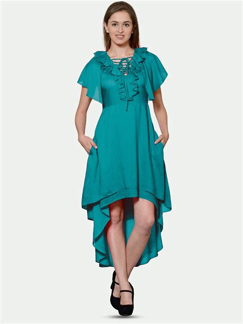 Buy Patrorna Tie Up Neck Flutter Sleeve Cotton Fit And Flare Dress Dresses For Women 23693352