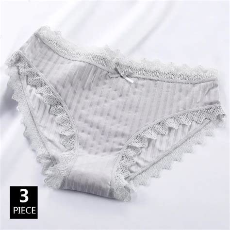 3pcs Stripe Ice Silk Women Panties Seamless Thin Soft Lady Underwear