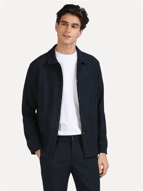 Buy Hyperflex Dark Navy Blue Casual Shacket For Men Online Onemile