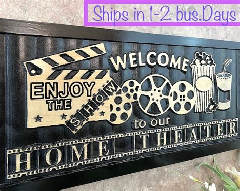 Custom Movie Theater Sign Home Theater Sign Movie Room Decor Family ...