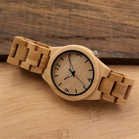 Reloj Anal Unisex D De Madera De Bamb Color De La Correa De Bobo