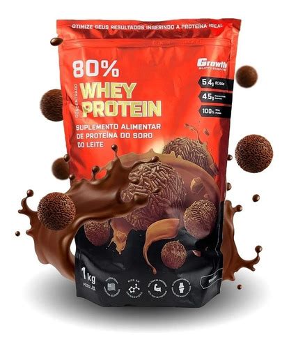 Whey Growth 80 Proteína Concentrada 1kg Sabor Brigadeiro Frete Grátis