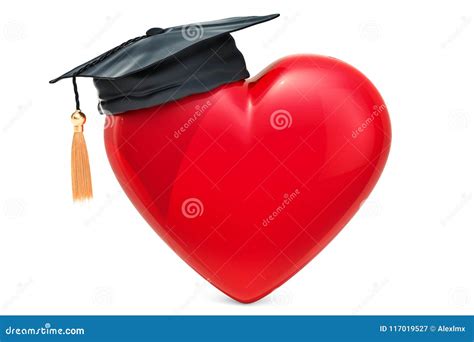 Red Heart With Graduation Cap Sex Education Concept 3D Rendering